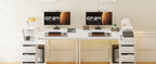 Coleshome Corner Desk, 100X70Cm Desk L Shape with 4 Drawers, Reversible Computer Gaming Desk for Office Study Bedroom, White