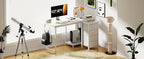 Coleshome Corner Desk, 100X70Cm Desk L Shape with 4 Drawers, Reversible Computer Gaming Desk for Office Study Bedroom, White