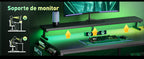 Coleshome Gaming Desk with Led, 120X80Cm Corner Desk with Reversible Shelves, L-Shaped Gaming Table with Power Outlets and USB Gaming Table with Monitor Stand Home Office, Black