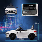 Battery Car for Children 12V Bmw M4 with Headlights Horn Music Speed 3-5 Km/H White